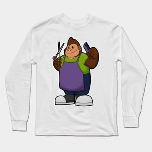 Gorilla as Hairdresser with Scissors & Comb Long Sleeve T-Shirt